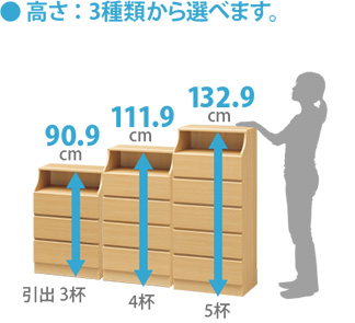 高さ:3種類から選べます。